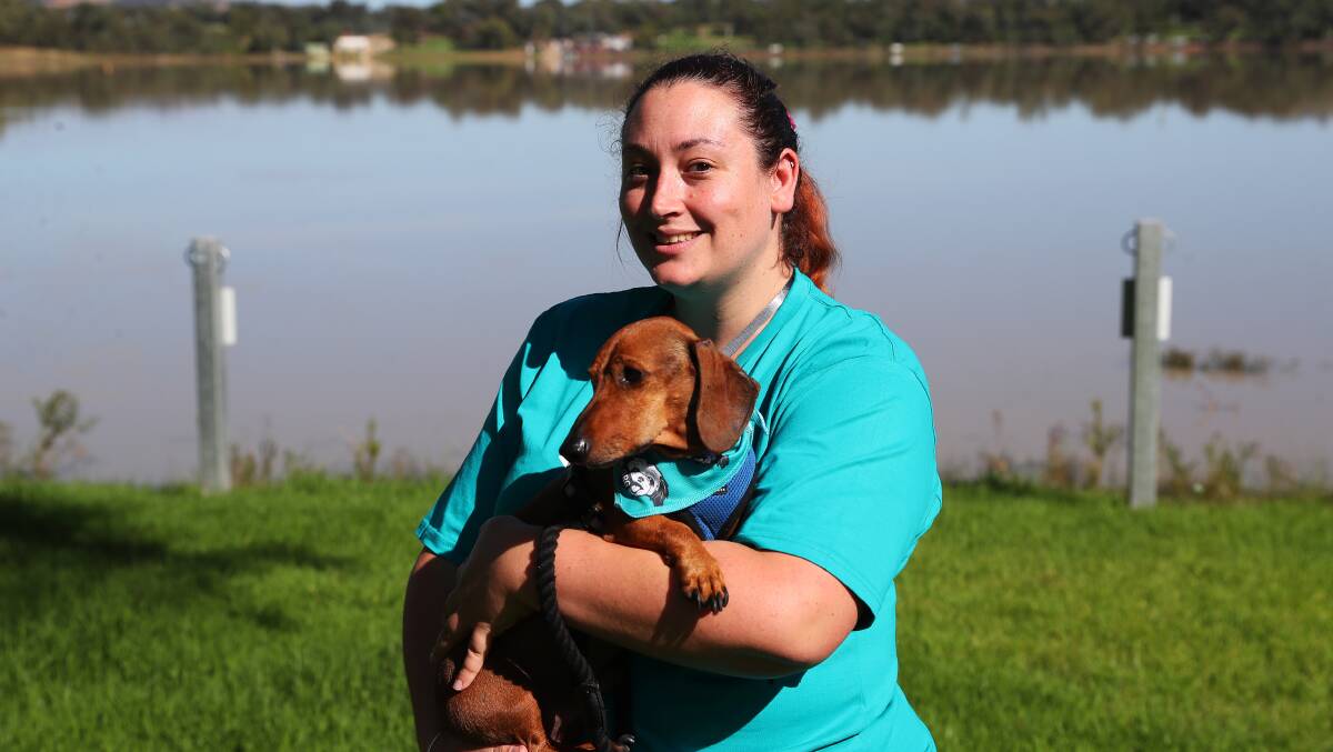 GUEST OF HONOUR: Schnitzel von Crumb with president Jessica Weir at the Walk for RADAR. Picture: Emma Hillier