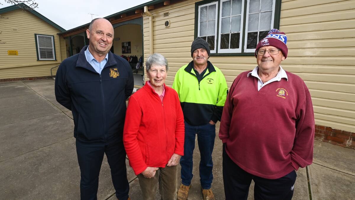 CULCAIRN VOLUNTEERS: Public School principal Craig Allibon, the Golf Club's Heather Lowe, the Tennis Club's Andrew Fagan and the Football Club's Trevor Smith are encouraging people to volunteer at the field days. Picture: MARK JESSER