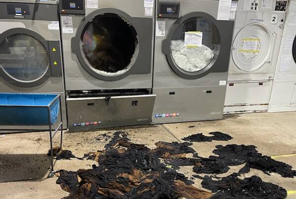 A dryer ignited a blaze at a commercial laundry in Young on Friday. Picture: Fire and Rescue NSW.