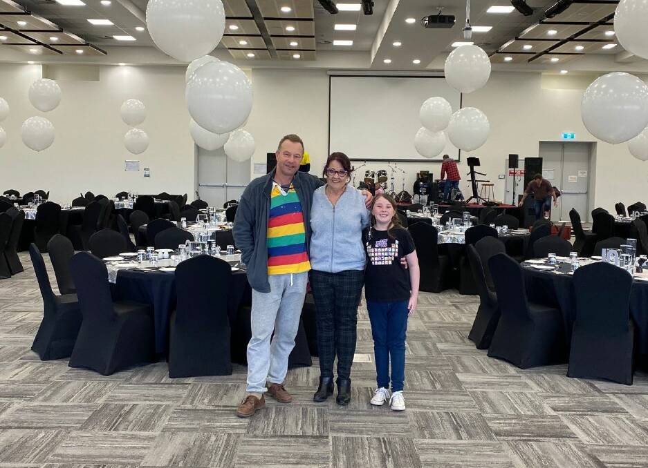 The 10th anniversary MIA Amie St Clair Ball was sadly cancelled on Saturday night due to new COVID restrictions, just hours before it was due to start. Pictured is Dr Richard Harrison, Annette St Clair and Megan Justin. Picture: Supplied