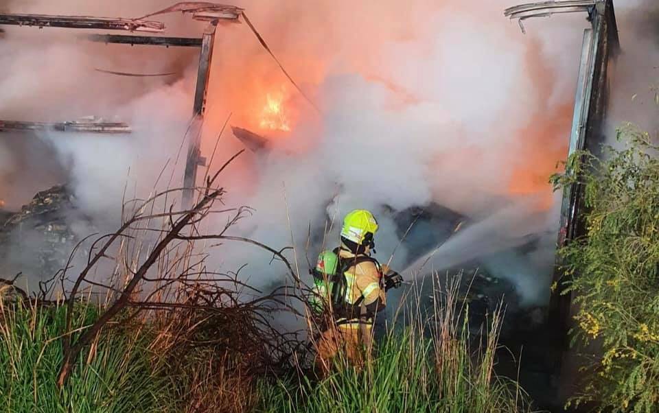 Firefighters worked to extinguish the blaze. Picture: Fire and Rescue NSW