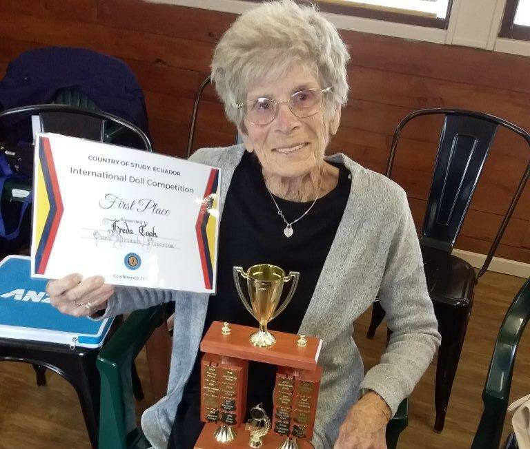 PRIZE WINNER: Oura CWA branch member Freda Cook was awarded the NSW international dressed doll award at the annual general conference. Picture: Supplied