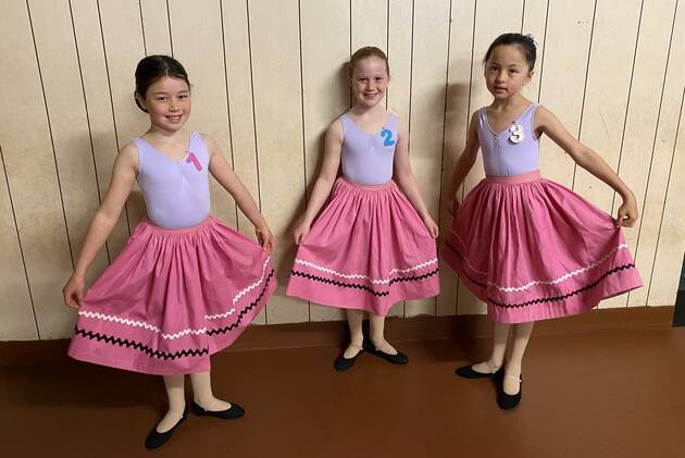 Ella Galloway, Piper McBeath and Sophia Hartshorn, all eight-year's-old, took part in their Grade 2 RAD ballet exams earlier this month. Picture: Yvonne O'Connor School of Dancing