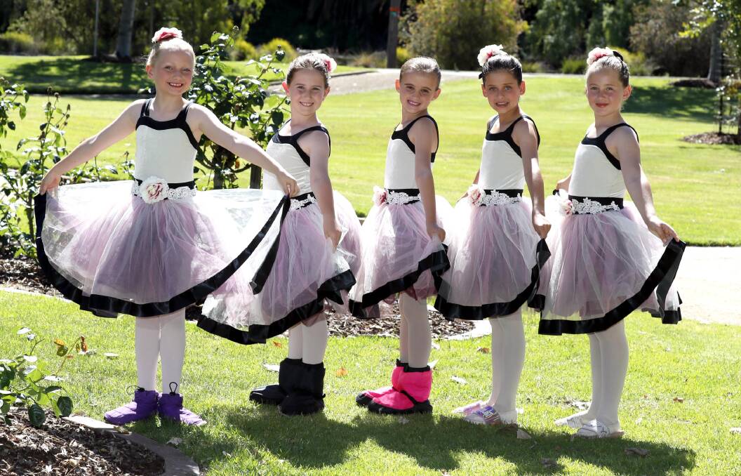 Nine-year-old Riverina Dance Academy students Violet Bolton, Claudia Plum, Frankie Michel and Stella Matthews were excited to perform in their Christmas concert on Saturday. Picture: Les Smith