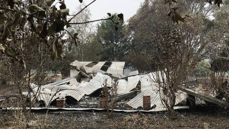 Angela and Ehren Lyons' accomodation cabin on their Laurel Hill property was completely destroyed in the 2019-20 Dunns Road bushfire. Picture: Angela Lyons, via Instagram @thelaurelhillfarm