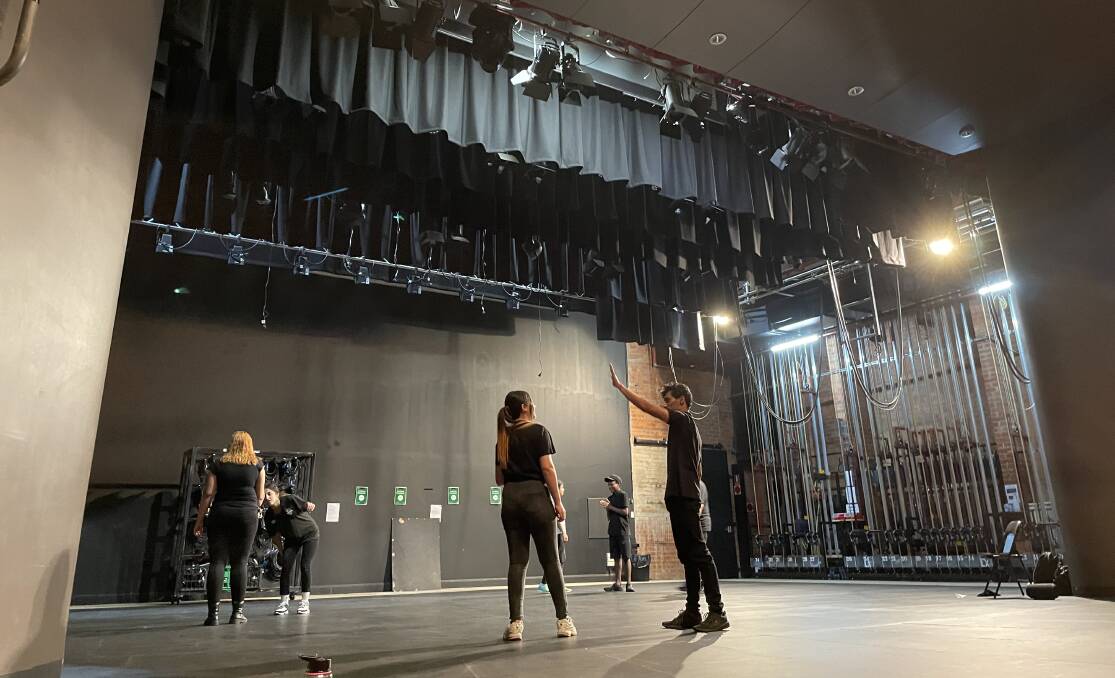 Students taking part in a drama workshop on-stage at the Civic Theatre on Wednesday. Picture: Emily Wind