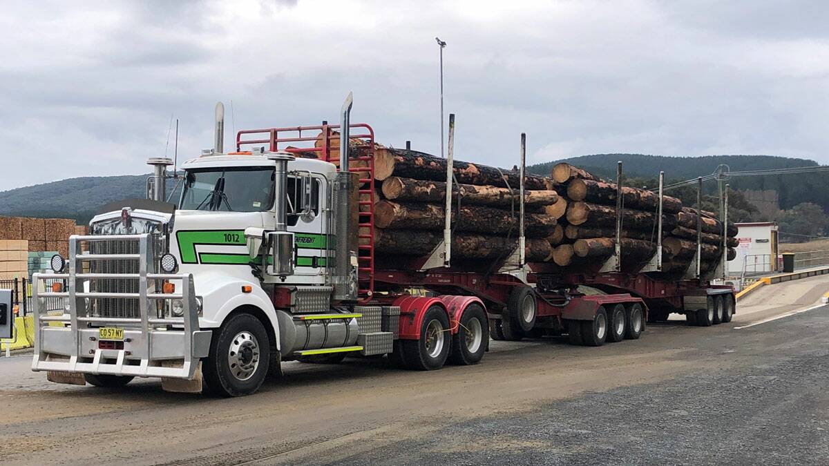The last log truck carrying salvaged, burnt logs from the 2019-20 bushfires was delivered to Hyne Timber's Tumbarumba mill in early May. Picture: Hyne Timber