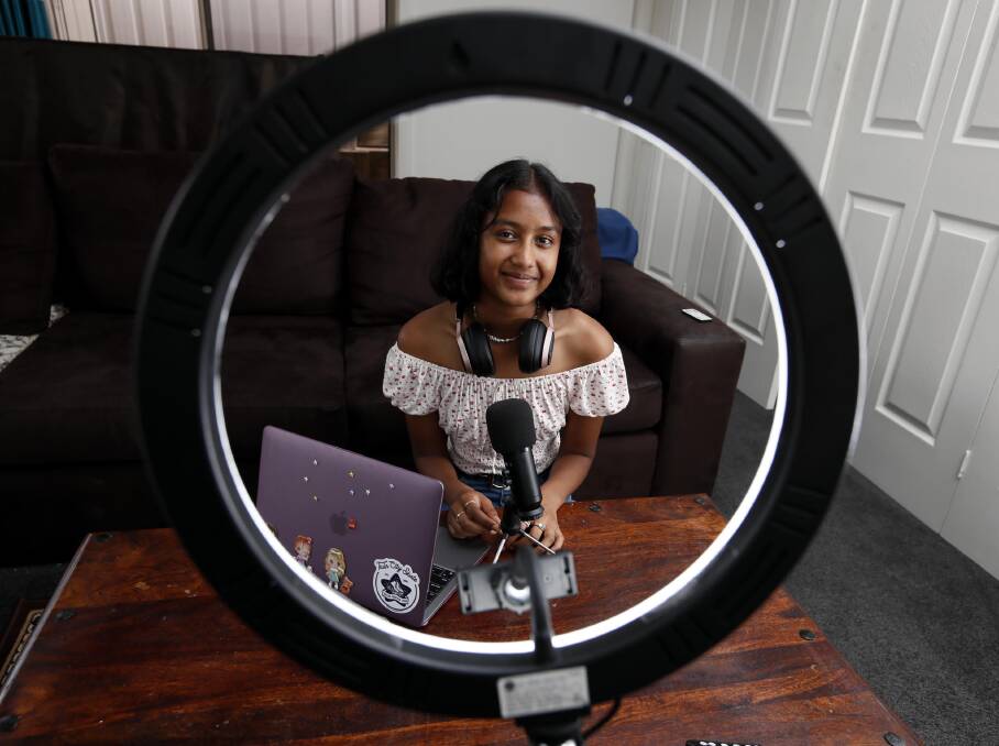 TEENS PERSPECTIVE: Year 11 student Diya Bhengra's podcast all about being a teenager in today's society is resonating with listeners across the world, reaching more than 20 countries. Picture: Les Smith
