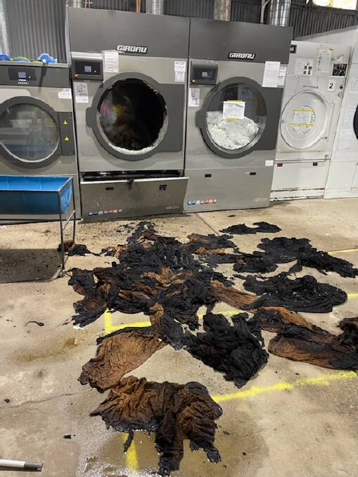 A dryer ignited a blaze at a commercial laundry in Young on Friday. Picture: Fire and Rescue NSW.