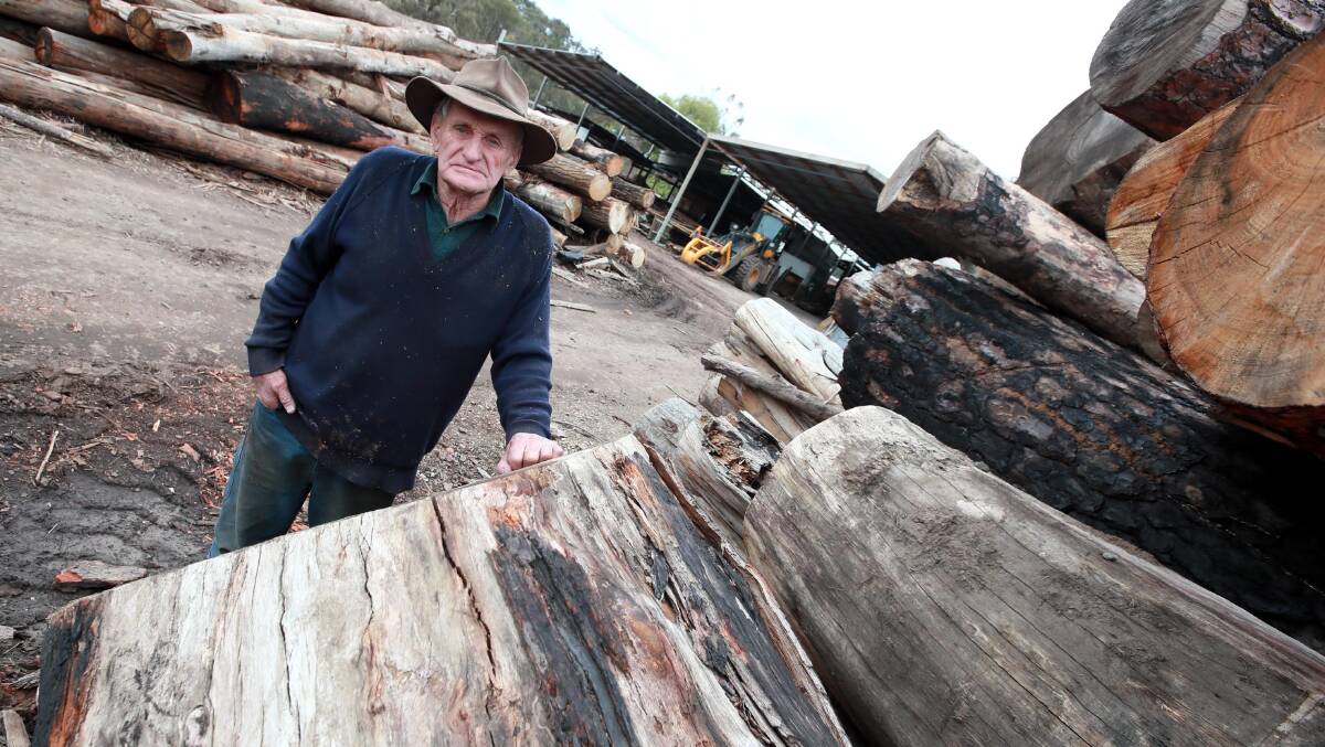 Leigh Campbell at his timber mill in Oura, just outside of Wagga. Picture: Les Smith