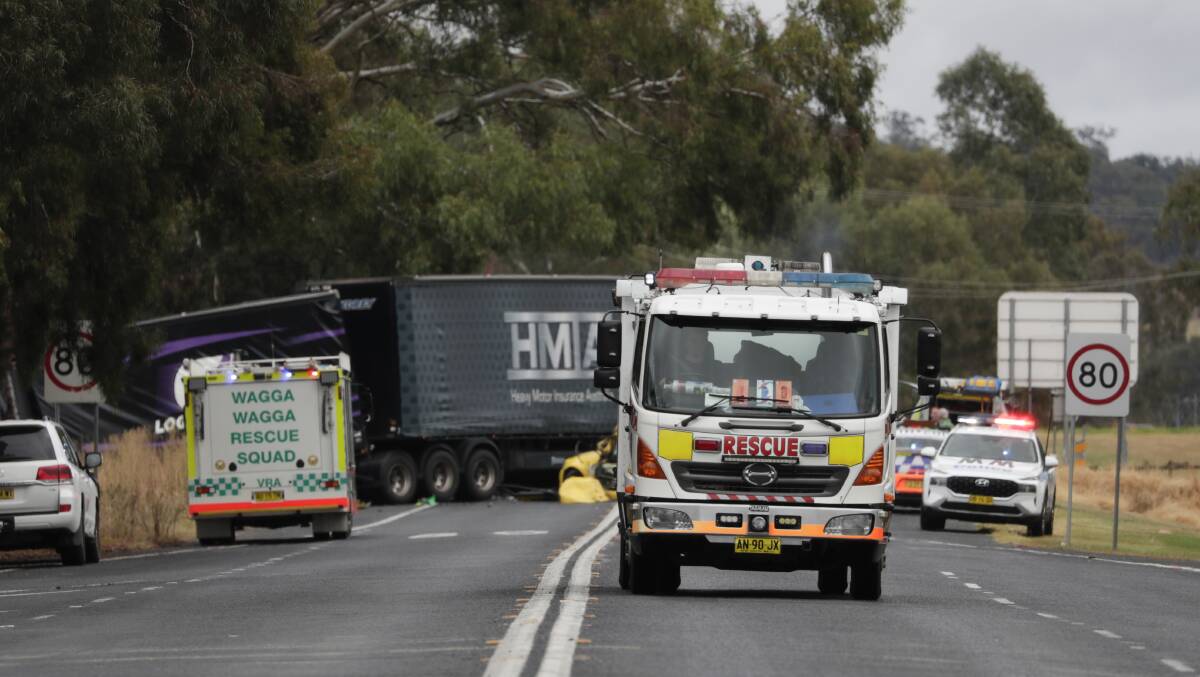 Emergency crews were called to the site of the crash just after 10am on Sunday morning. Picture: Madeline Begley