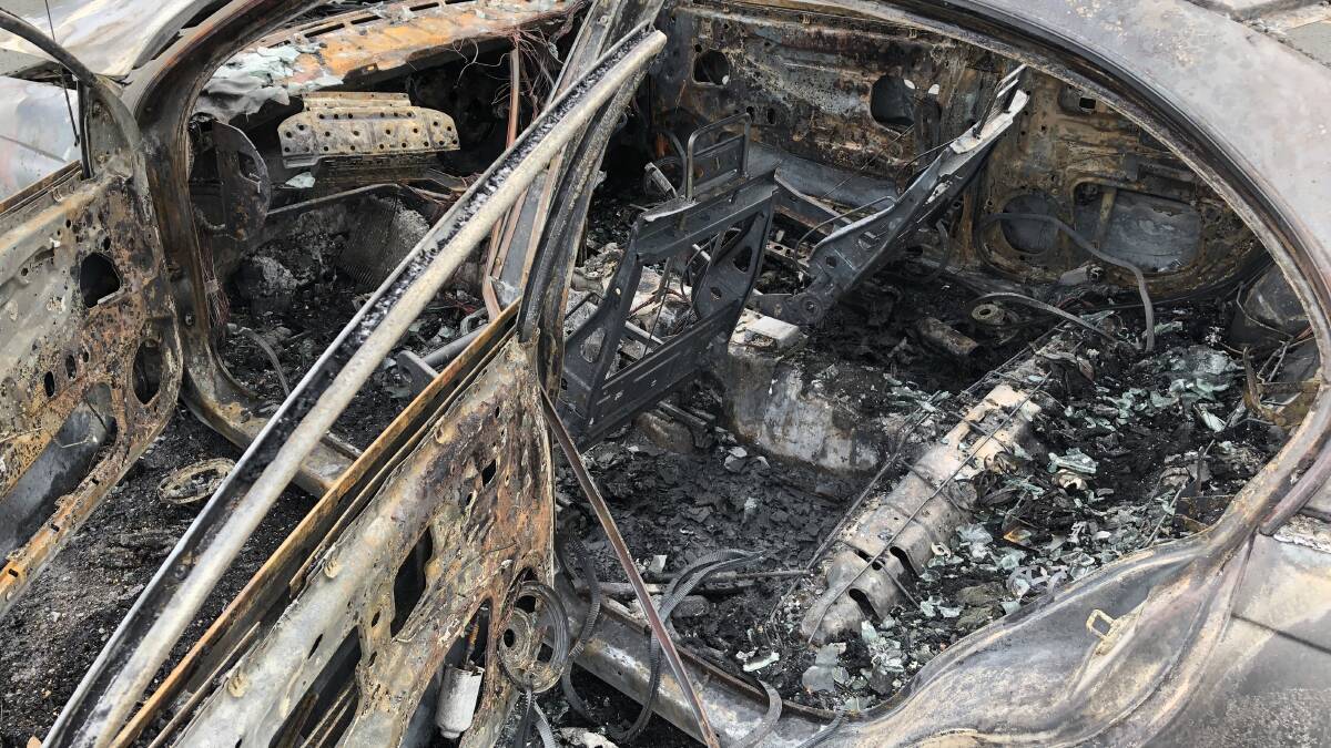 Inside of the burnt vehicle. Picture: Emily Wind