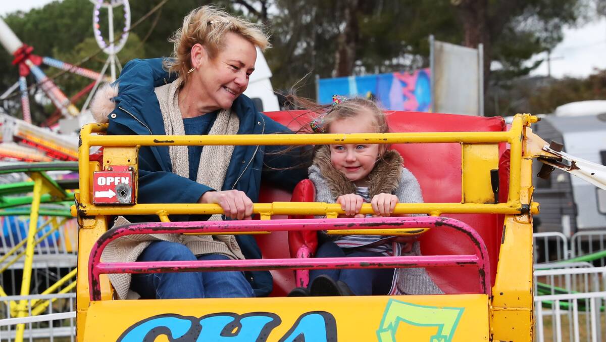 It's been almost two years since the Cha Cha was last in town. Pictured: Cathy Parmenter and Lily Hoey at the 2019 Wagga Show. Photo: Emma Hillier 