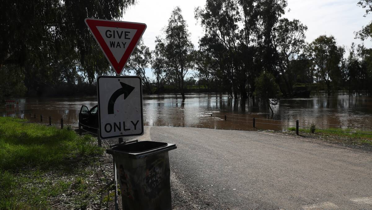 Murrumbidgee water levels were rising on Tuesday, with flooding evident at Wiradjuri Reserve. 