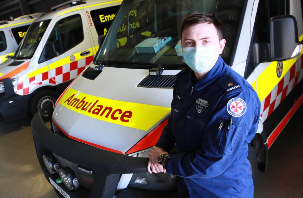 R U OK?: Wagga Ambulance station officer, paramedic Aaron Reilly will be asking his colleagues the important question today. Picture: Les Smith