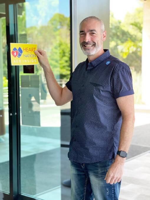 BE HEART SMART: Founder of Heart of the Nation, the original yellow Wiggle member Greg Page, is urging anyone who has an AED to let the community know it is on site by placing a sticker on their business and sign up to the Heart of the Nation network - membership is free. Picture: Supplied.