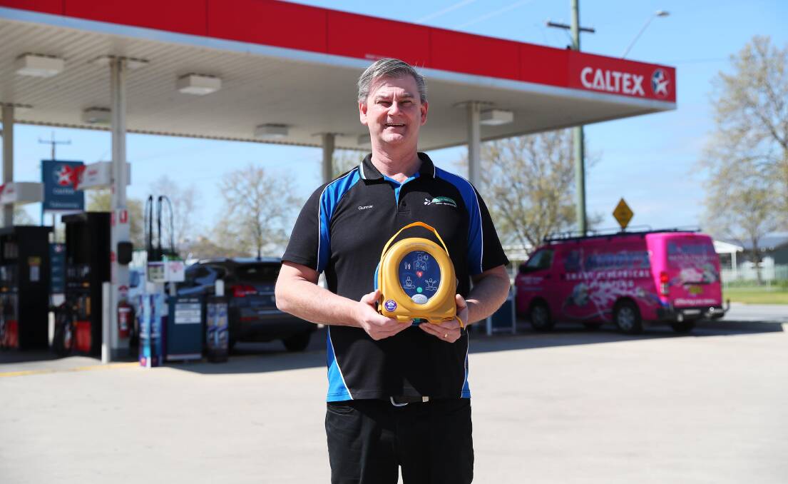 LIFESAVER: Hammond Avenue Caltex manager Gunnar Nielsen wants the community to know an automated external defibrillator is on hand at his service station. Picture: Emma Hillier
