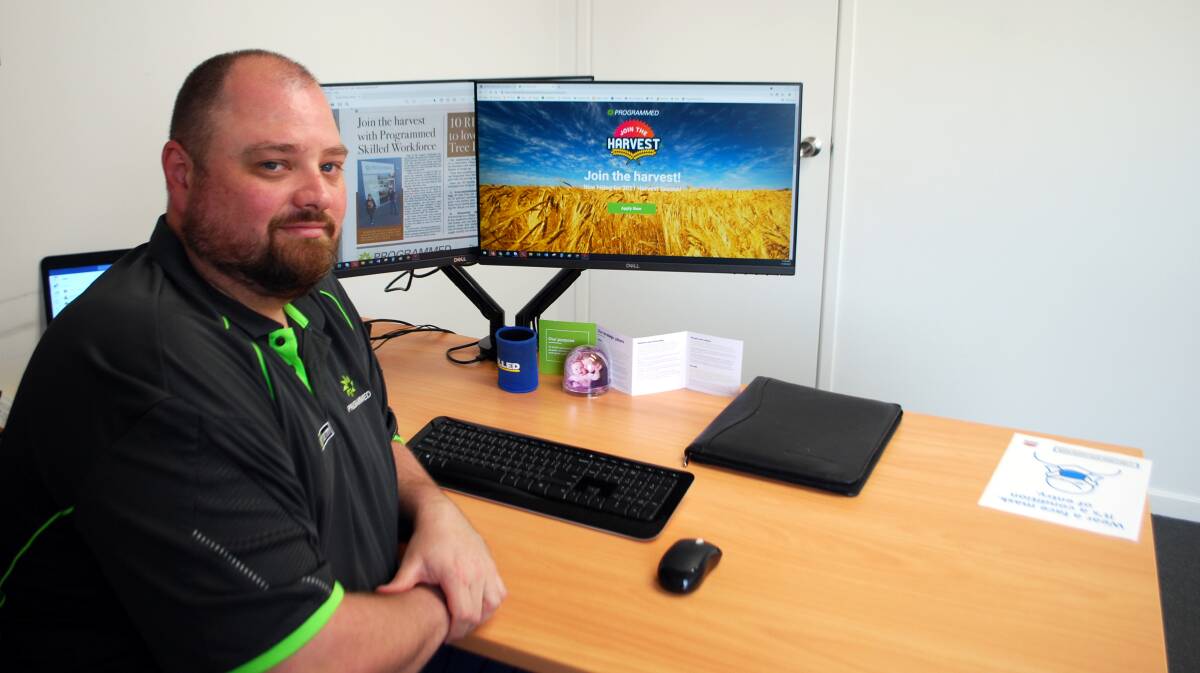 JOIN THE HARVEST: Wagga's Programmed Skilled Workforce area manager Bret Power is looking to fill more than 400 vacancie to help farmers harvest a bumper crop this season. Picture: Sean Cunningham