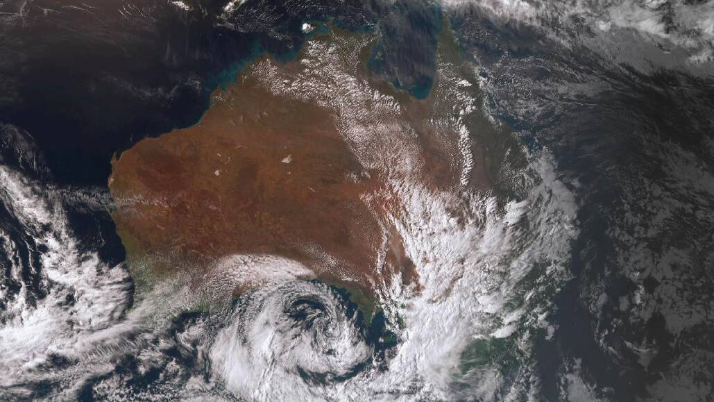 SIGNIFICANT RAINFALL: A satellite image of Australia on Tuesday, September 28 at 4:40pm. Picture: Bureau of Meteorology