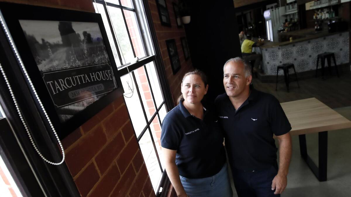 REVIVAL: Emma Reynolds and Husband Brendon are the new licensees of the Tarcutta Hotel. Picture: Les Smith.