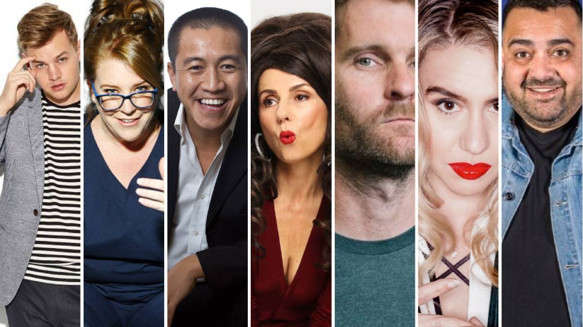 LINEUP: Joel Creasey, Nurse Georgie Carroll, Anh Do, Effie, Michelle Brasier, Luke Heggie and Dane Simpson make up this year's star-studded Wagga Comedy Fest line-up. Pictures: Sourced. 