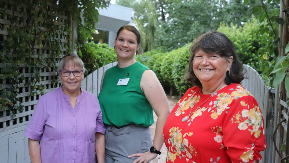 FIERCE FEMALES: Author and midwife Mavis Gaff-Smith, Zone 8 Rotary district governor Geraldine Rurenga and past president of Wagga Sunrise Rotary Club Joanne Wilson at The Gardens Function Centre for International Women's Day 2022. Picture: Hayley Wilkinson.