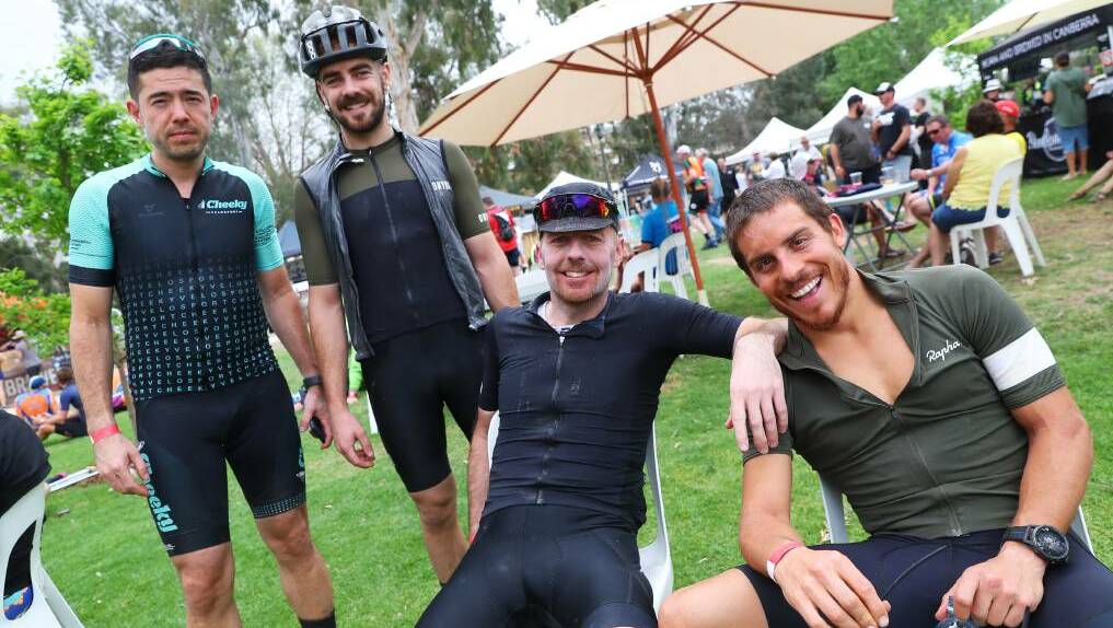 DRINK AND RIDE: Sydney's Mathieu Dauner, Jean-Paul Williams, James Bush and Estevan Zapiola during the last Beers and Gears in 2019.