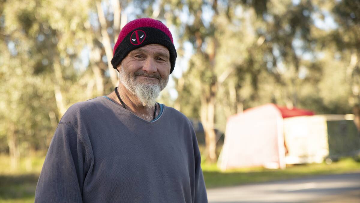 TEMPORARY: Fifty-year-old Desmond Brennan has been living out of a tent at Wilks Park for the past few months. Mr Brennan says the offers of temporary housing don't work for most homeless people. Picture: Madeline Begley
