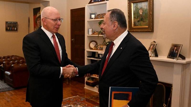 ACTION: Governor-General David Hurley, left, has received the interim report from commissioner Nick Kaldas. Picture: Mick Tsikas/AAP PHOTOS