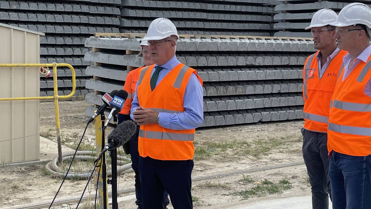 Jobs on the line: Member for Riverina Michael McCormack announces a major contract that will save 36 jobs for a Wagga sleeper factory. Picture: Conor Burke