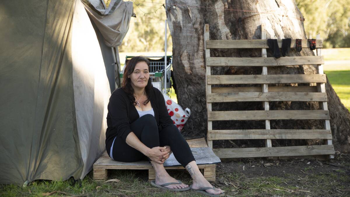 ENOUGH: Tania Jacobsen is part of Wagga's homeless population currently living in Wilks Park and is spending her second winter without a home. Ms Jacobsen has been homeless for more than a year and yearns for a roof over her head. Picture: Madeline Begley 