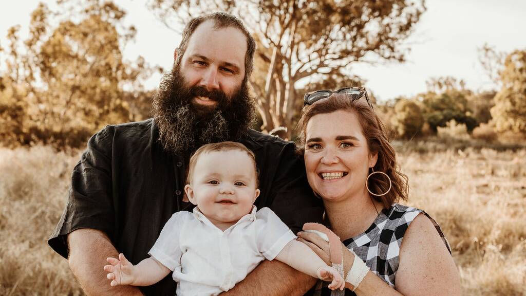 John Taylor and Tegan Bury alongside their baby Jack, born in 2022. Jack came out tops in the Riverina top baby boy names for the year. Picture by Steve from Soul Folk.