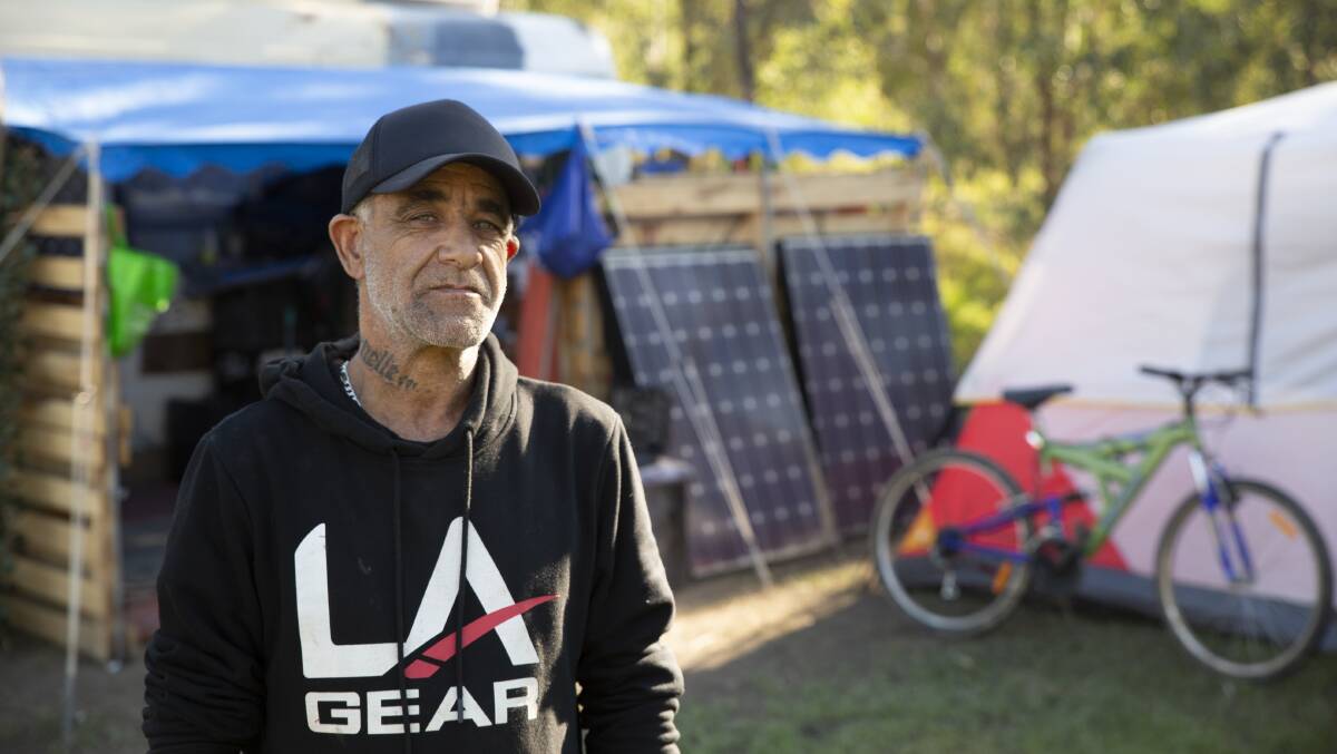 Tony Bethune is part of Wagga's homeless population currently living in Wilks Park - he has been there for six months. Picture: Madeline Begley 