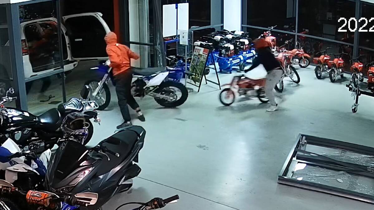 CCTV footage following the ram-raid at a Young motorcycle shop. Picture: NSW Police 