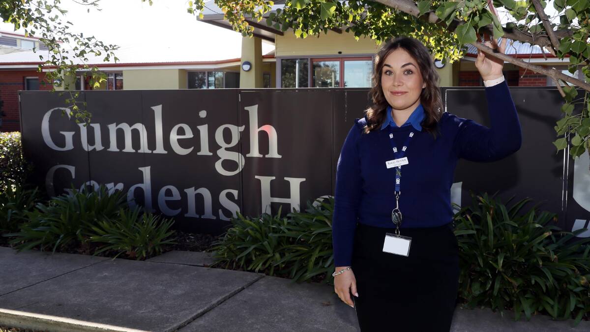 Gumleigh Gardens aged care team leader Kasey Howlett wants more recogniion for workers in her industry. Picture by Les SMith 