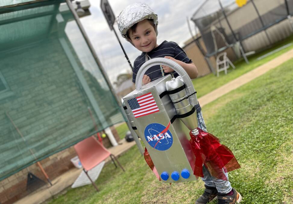 TO THE MOON: Benji Bryon, 5, is ready for his first trip to the moon.