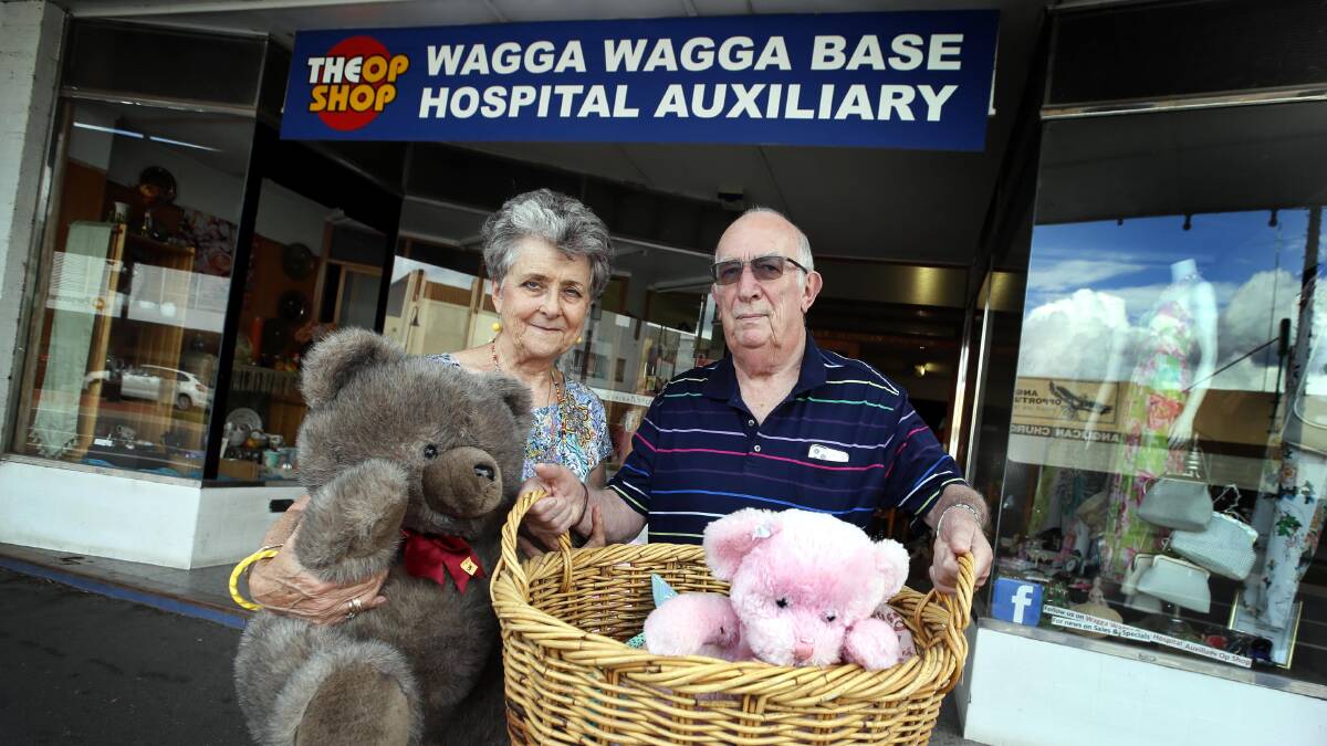 Help for the helpers: The Wagga Base Hospital Auxiliary Op Shops lease is up and the race is on to find a suitable new spot. Treasurer Elizabeth Parsons (left) and President Rodney Parsons are calling for help. Picture: Les Smith