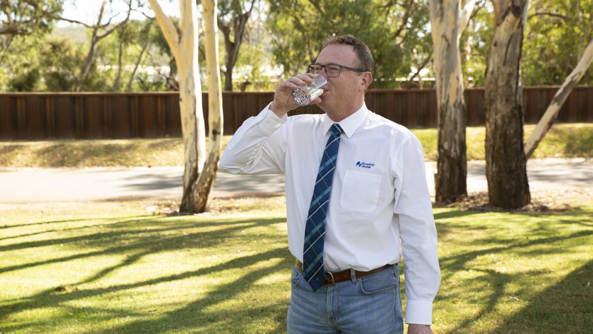A nice drop: Riverina Water CEO Andrew Crakanthorp was pleased to receive the NSW local government award for 'Most Improved Water and Sewerage Service Provider'. Picture: Madeline Begley 