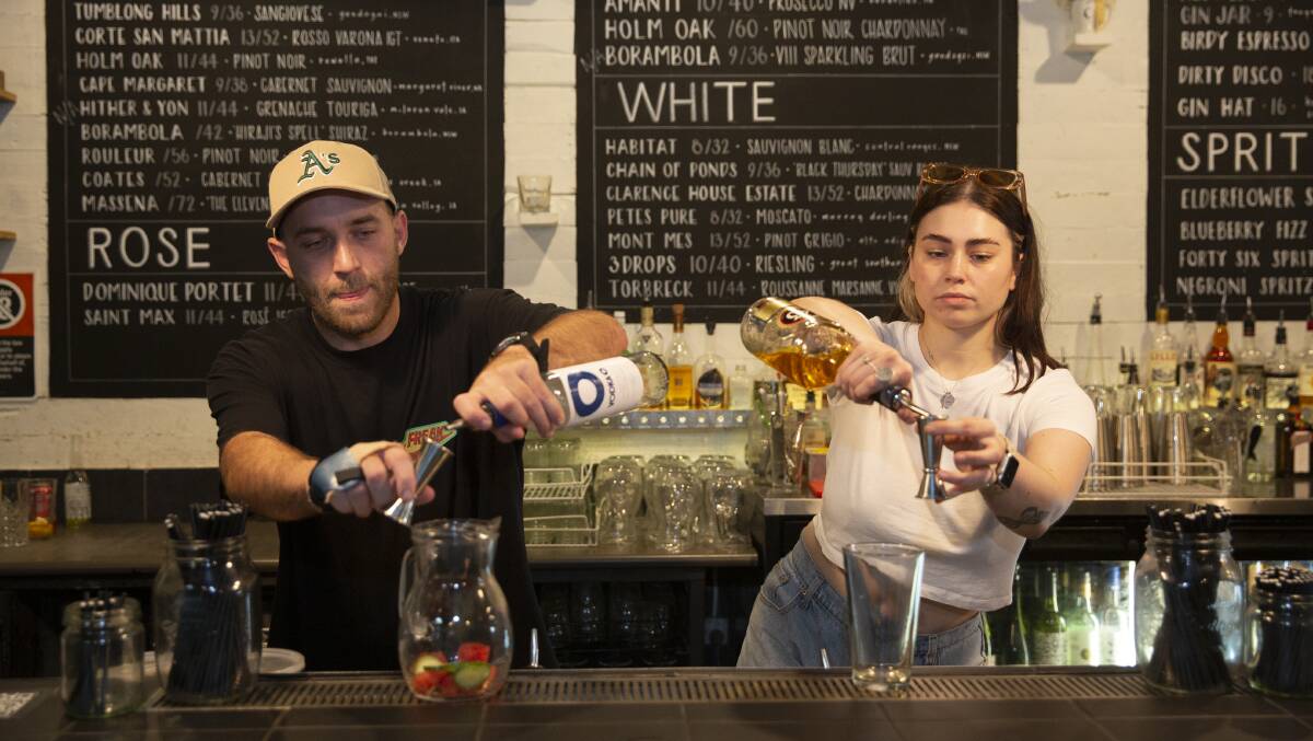 In the mix: Birdhouse Bar & Kitchen managers Jacson Somerville and Baily Busuttil aren't sure a cut to RSA red tape will affect staffing. Picture Madeline Begley