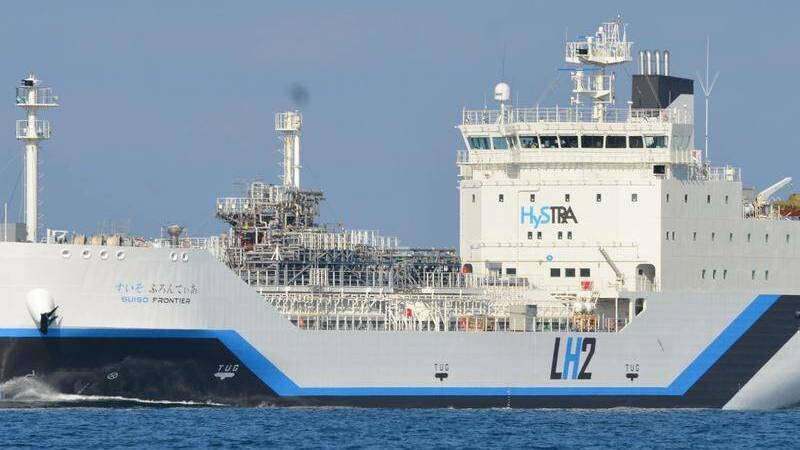 SHIP OF THE FUTURE: Australia's first commercial shipment of super-cooled liquid hydrogen on its way to Japan aboard as part of the CSIRO's hydrogen energy supply chain (HESC) project. Picture: AAP