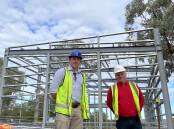 TAKING SHAPE: Project manager Thomas Lemerle and general manager Luke Grealy in front of the $5.3m Museum of the Riverina redevelopment. Picture: Angus Thomson