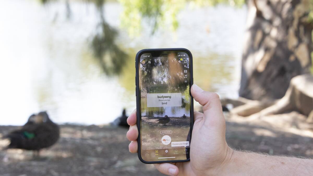 LIVING LANGUAGE: The Wiradjuri language learning 'lens' uses augmented reality and machine learning to identify different objects and display their name in Wiradjuri. Picture: Madeline Begley