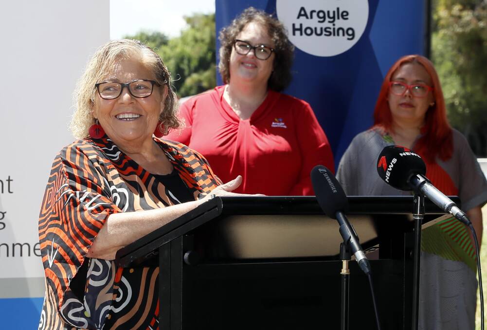Aunty Mary Atkinson delivered a Welcome to Country for the announcement, just across the road from the Tolland home where she lived when she first moved to the area over 40 years ago. Picture by Les Smith