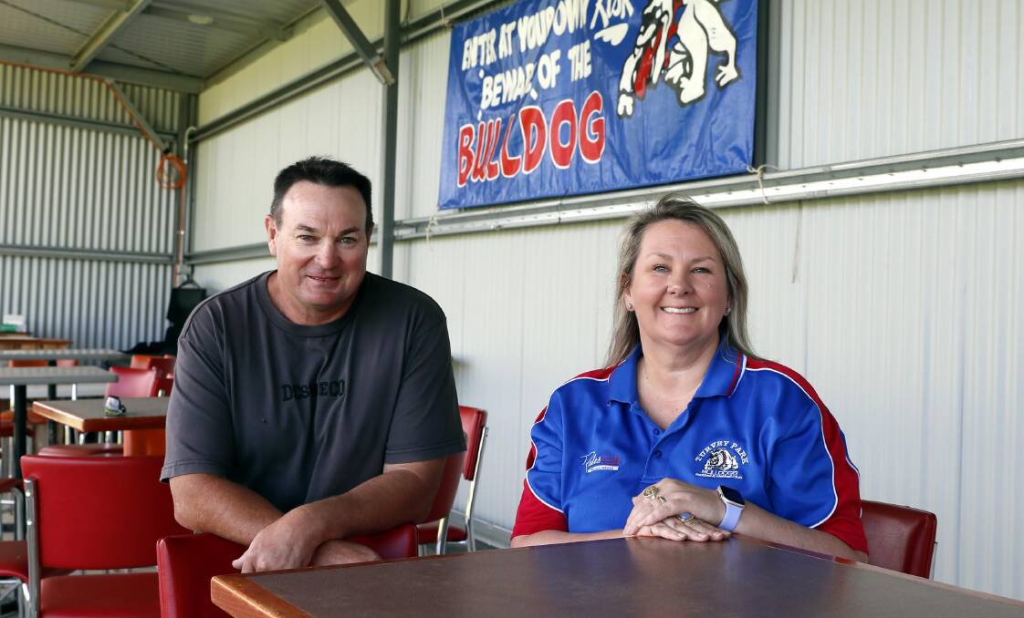 Turvey Park footy club president Simone Harmer, pictured here with Rules club president Darren Wallett. Picture by Les Smith