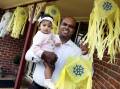 Sampath Hathurusinghe and 9-month-old daughter Yenushi will be lighting lanterns on Saturday to celebrate Vesak Day, Picture: Les Smith 