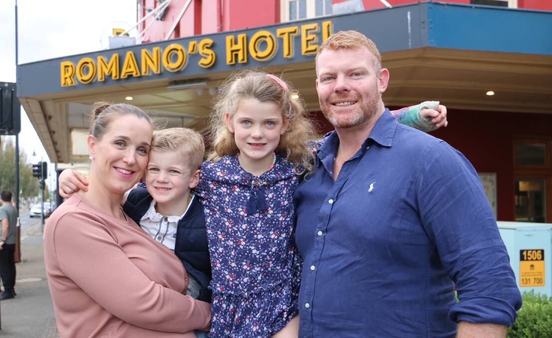 Romano's owner Mat Oates, pictured here in 2021 with wife Lauren and children Thomas and Adalyn, says communicating about problem patrons is about the safety of staff and customers. File picture