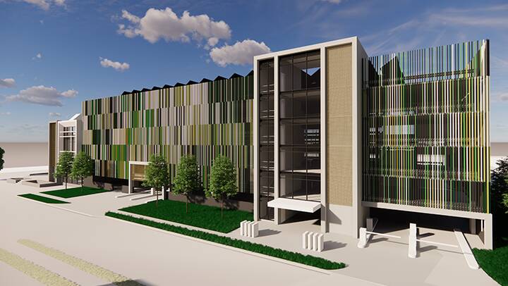 An artist's impression of the completed Base Hospital multi-storey car park from Lewis Drive. Picture: Murrumbidgee Local Health District