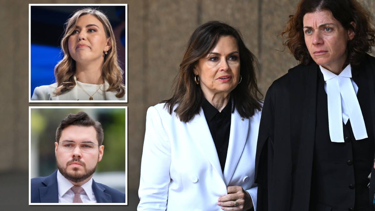 Defamation barrister Sue Chrysanthou SC, right, is defending Lisa Wilkinson, who is being sued by Bruce Lehrmann over an interview with Brittany Higgins, inset top. Pictures by Karleen Minney, James Croucher, AAP