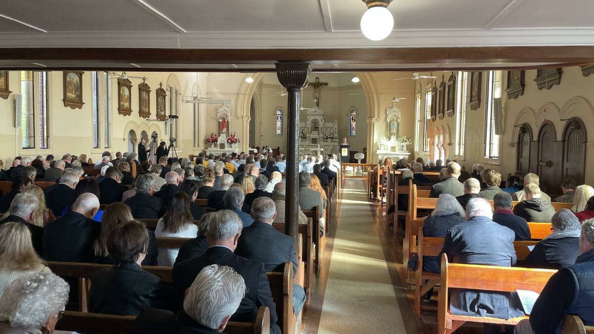 St Joseph's Catholic Church filled on Friday, with a live stream available. Picture: Tim Piccione 