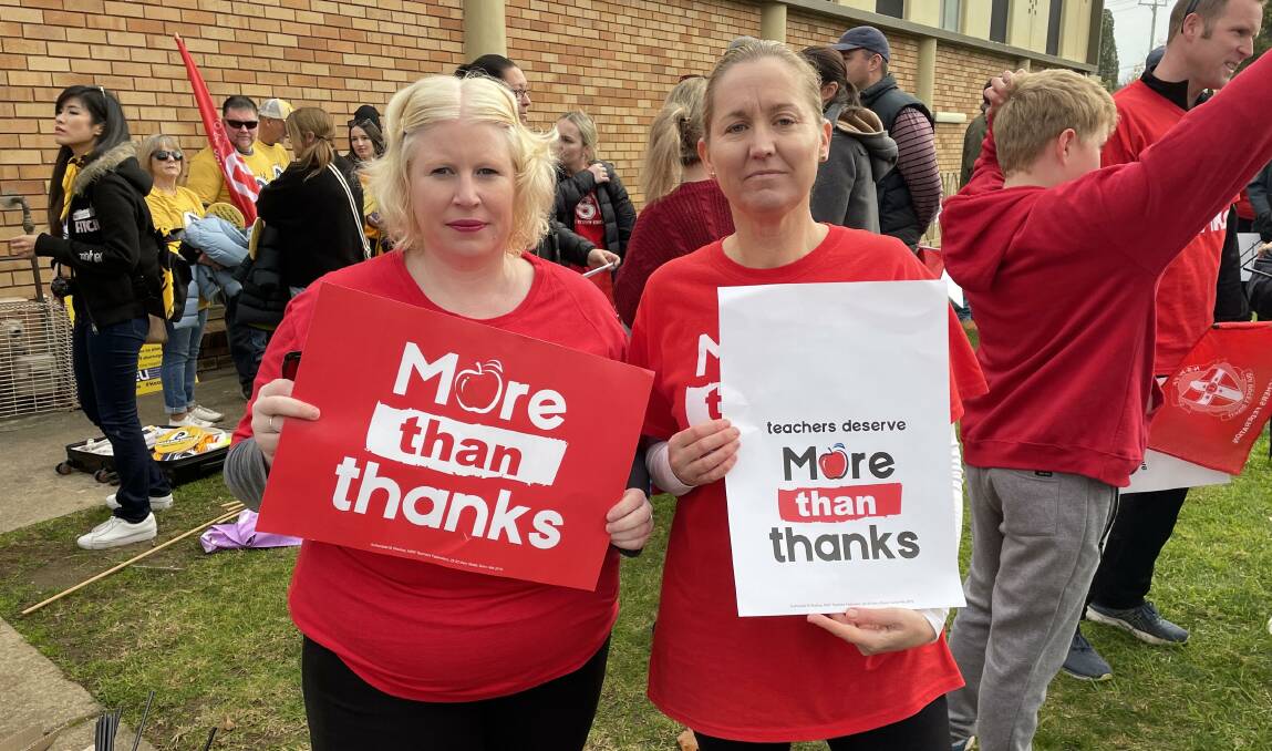 Local educators and union leaders Kristil-Rae Mobbs (left) and Michelle McKelvie each said they feel the effects of teacher shortages at work every day. Picture: Tim Piccione 